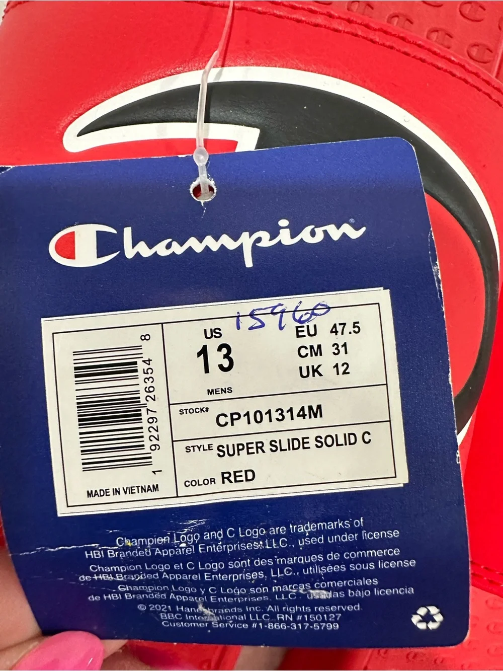 Champion Red Slide Sandals